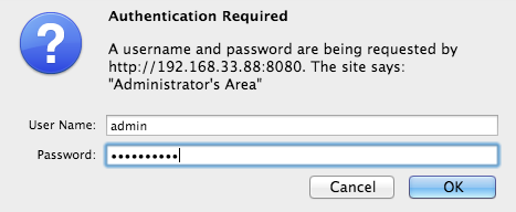 The "Authentication Required" prompt